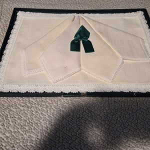 Vintage Irish Cabin Real Irish Linen Luncheon Set NIB 8pc